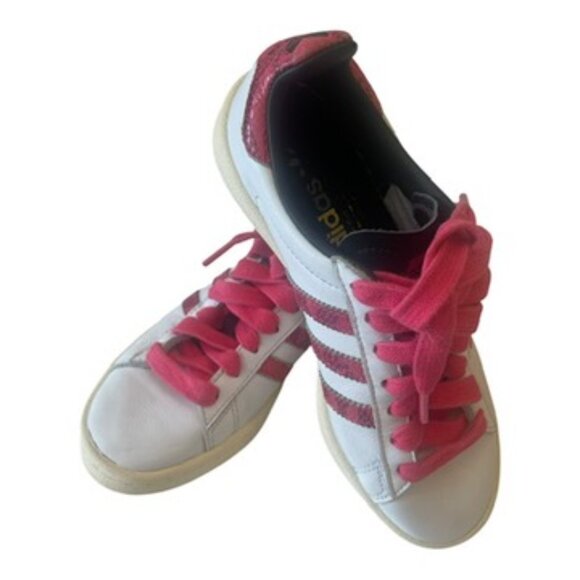 Adidas Campus Women's White pink red Leather shoes sneakers size US 5 Medium fit - Picture 4 of 14